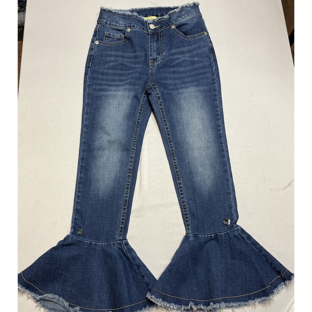 Gianni Bini Flare Leg Cropped Ankle Jeans Womens XS Raw‎ Hem Boho